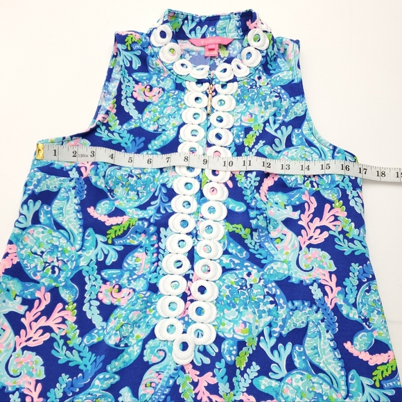 LILLY PULITZER Sleeveless Jane Shift Corsica Blue Turtle Print Dress Size 2 - Picture 5 of 8